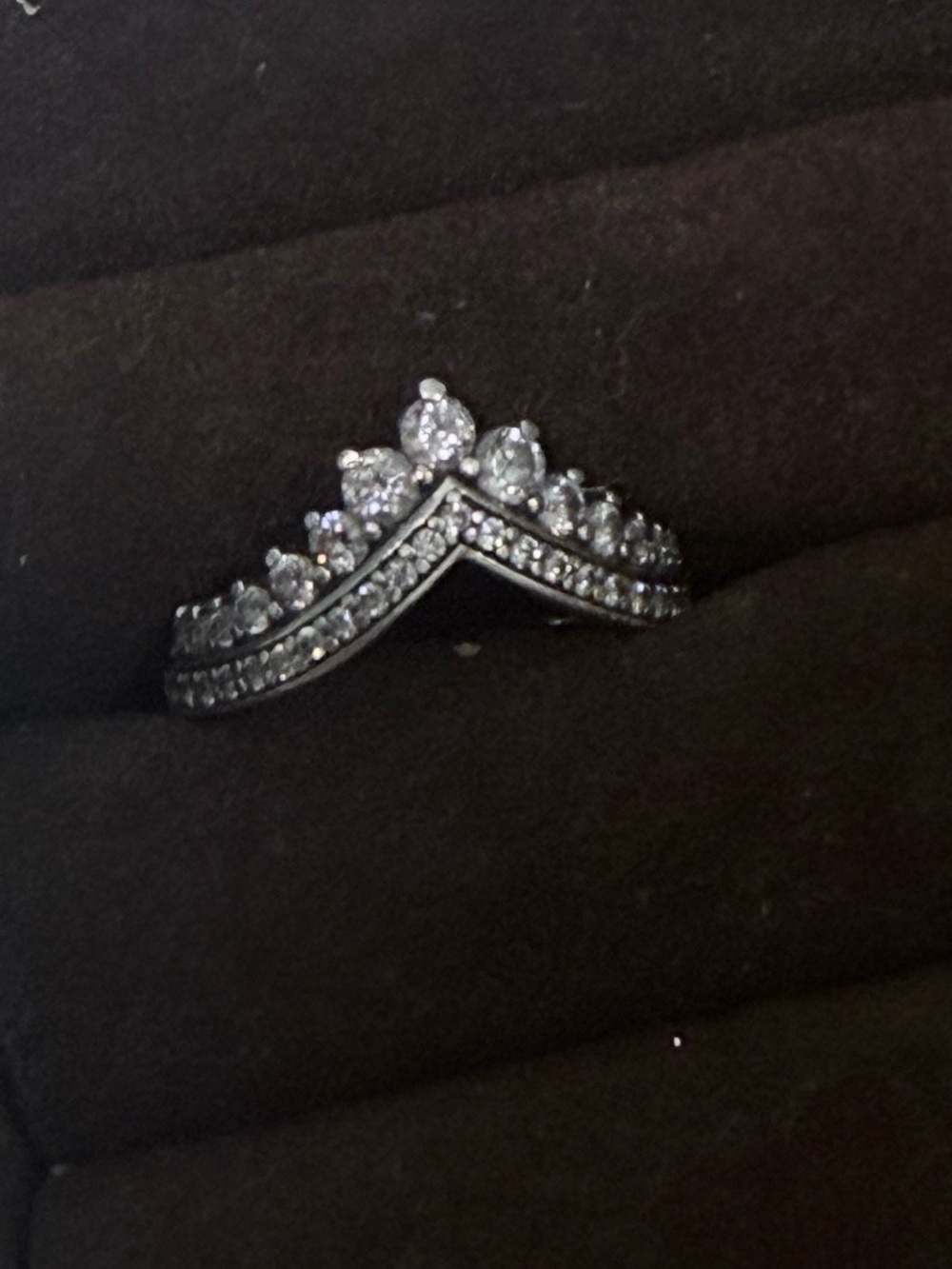 Pandora Silver Tiara V-Stack Ring, 48, size 4.5US